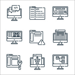web development line icons linear set quality vector image