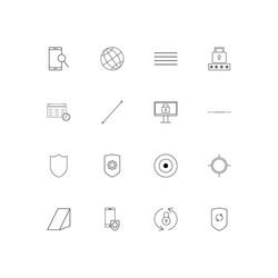 Internet security linear thin icons set outlined vector
