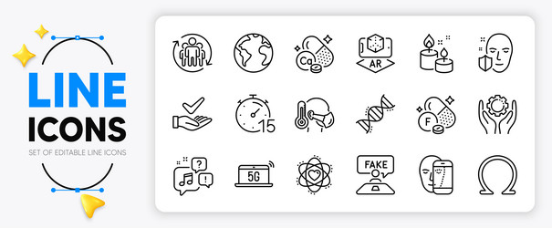 Calcium mineral voicemail and teamwork line icons vector