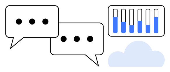 chat bubbles with bar graph and cloud representing vector image