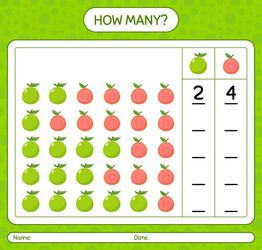 how many counting game with guava worksheet vector image