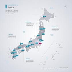 japan map with infographic elements pointer marks vector image