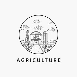 Minimalist agriculture logo line art template vector