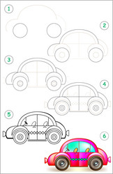 page shows how to learn step by draw car vector image