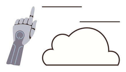 robotic hand pointing towards cloud representing Vector Image