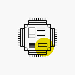 Chip cpu microchip processor technology line icon vector