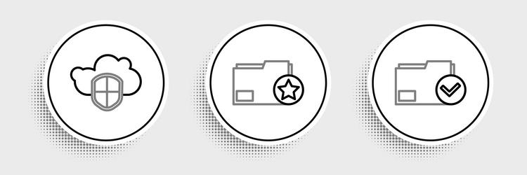 set line document folder and check mark cloud vector image
