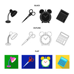 Table lamp scissors alarm clock calculator vector