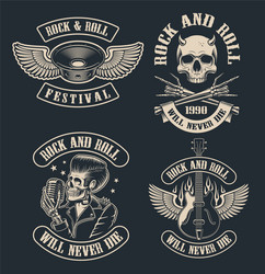 Vintage Rock & Roll Emblems Vector Image