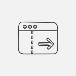 browser window with arrow right sketch icon vector image