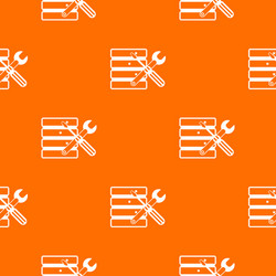 database with screwdriverl and spanner pattern vector image
