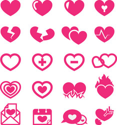 Hearts icons set vector