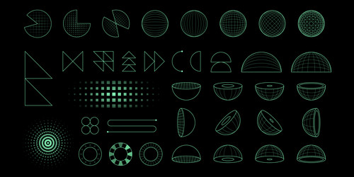 set of abstract tech geometric shapes and forms vector image