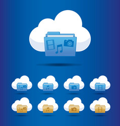 Collection cloud icons in flat style Royalty Free Vector