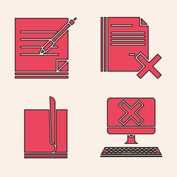 set computer with keyboard and x mark blank vector image