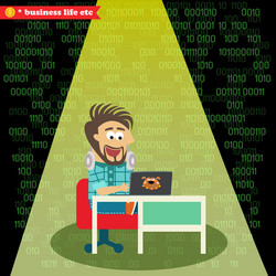 software engineer working on his notebook vector image