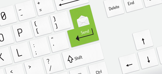 white keyboard with send key and envelope vector image