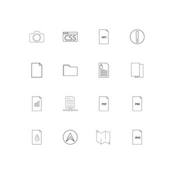 files and folders sign linear thin icons set vector image