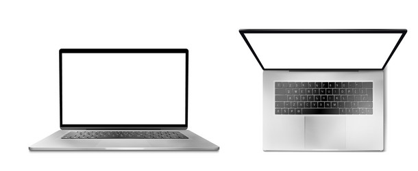 laptop computer front and top view vector image