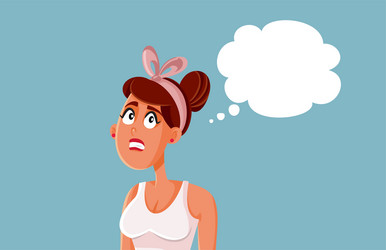 stressed confused woman with thinking bubble vector