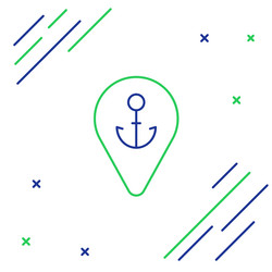 line map pointer with anchor icon isolated vector image
