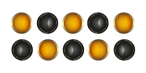 group of ten gold circle buttons for ui vector image