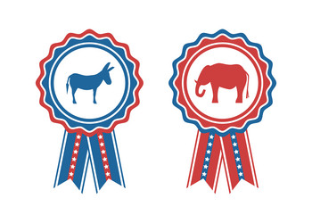 2024 Election Rosettes - Elephant & Donkey Vector Image