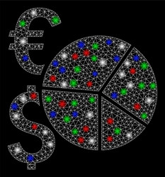 Bright mesh network financial pie chart with flash vector