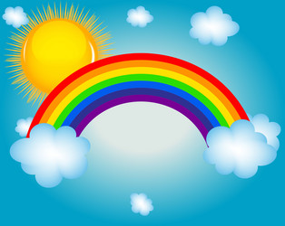 Landscape with rainbow and sun 2 Royalty Free Vector Image