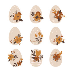 Set of eggs decorated with flowers vector