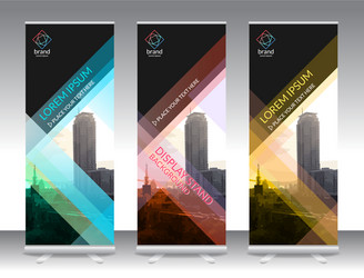 set of vertical abstract display banner stand vector image
