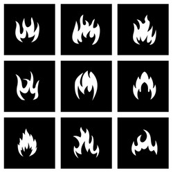 black fire icon set vector