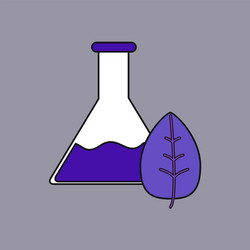 flat icon design collection lab flask with leaf vector