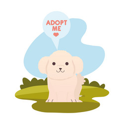 adopt me lettering in speech bubble cute dog vector