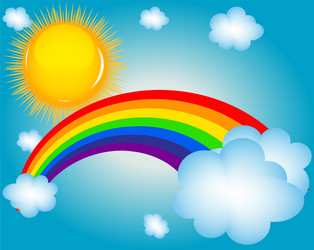 Landscape with rainbow and sun 2 Royalty Free Vector Image