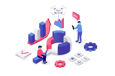 data analysis 3d isometric concept in geometry vector image