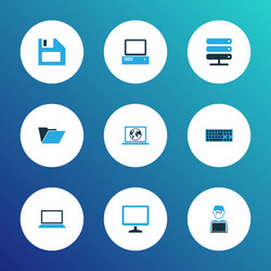 hardware icons colored set with internet computer vector