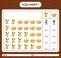 how many counting game with longan worksheet vector image