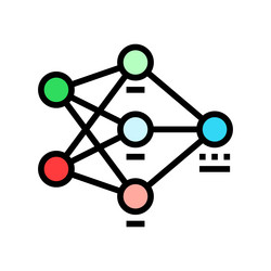 neural network diagram machine learning color icon vector image
