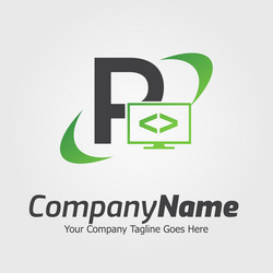 Programming code and computer monitor logo vector