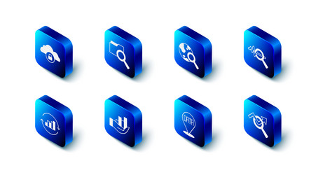 set search with folder globe data analysis vector image