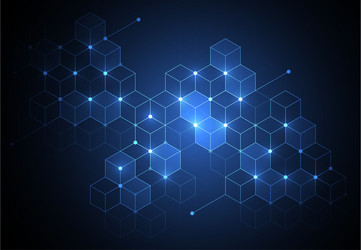 Abstract hexagonal molecular design blockchain vector