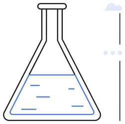 laboratory flask with liquid and minimal cloud vector image