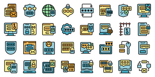 multi factor authentication icons set color vector image