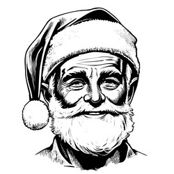 santa claus smiling in hat portrait sketch hand Vector Image