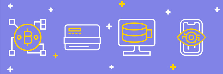 set line computer vision cloud database credit vector image