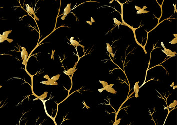 Tree branches against the sky with sparrow vector