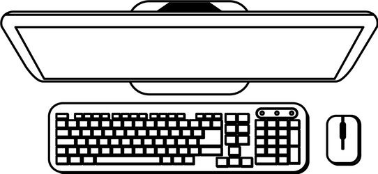 computer with keyboard and mouse topview black vector image