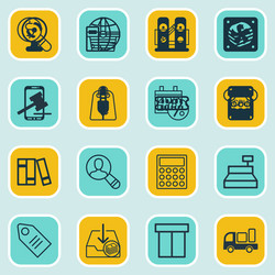 Set of 16 commerce icons includes delivery vector