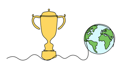 abstract color cup globe as continuous lines vector image